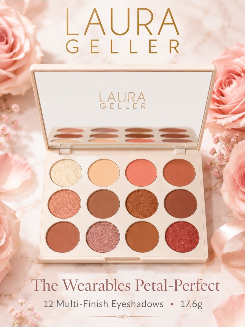 NEW/NIB Laura Geller The Wearables Petal-Perfect Eyeshadow Palette - 12 Shades